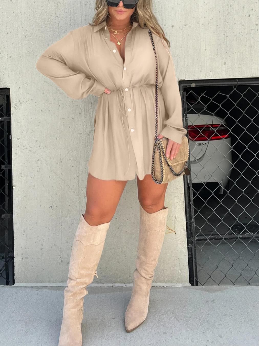 Jodi - Satin Romper Tunic Set